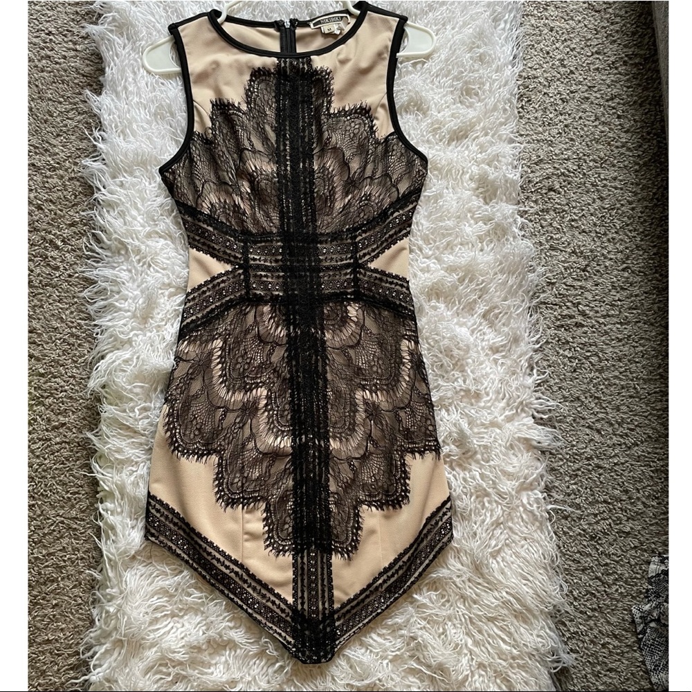 Black and Nude Angle Cut Dress